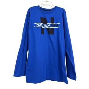 Nautica Boys Long Sleeve T Shirt Graphic Nautical Preppy Coastal Retro‎ Beach XL